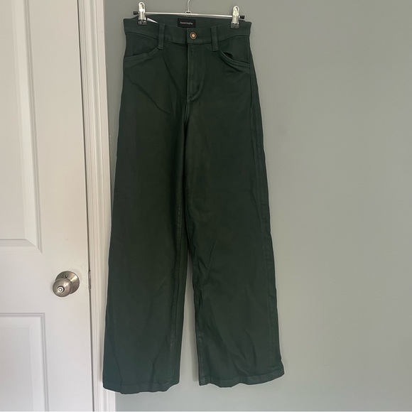 Favorite Daughter "The Mischa" Belize Green Shiny Coated Sheen Wide Leg Pant - Picture 3 of 17